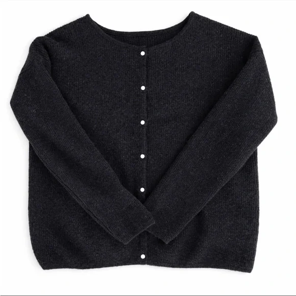 Sézane Gaspard Cardigan Black Mohair Blend Button Sweater S - Picture 3 of 10
